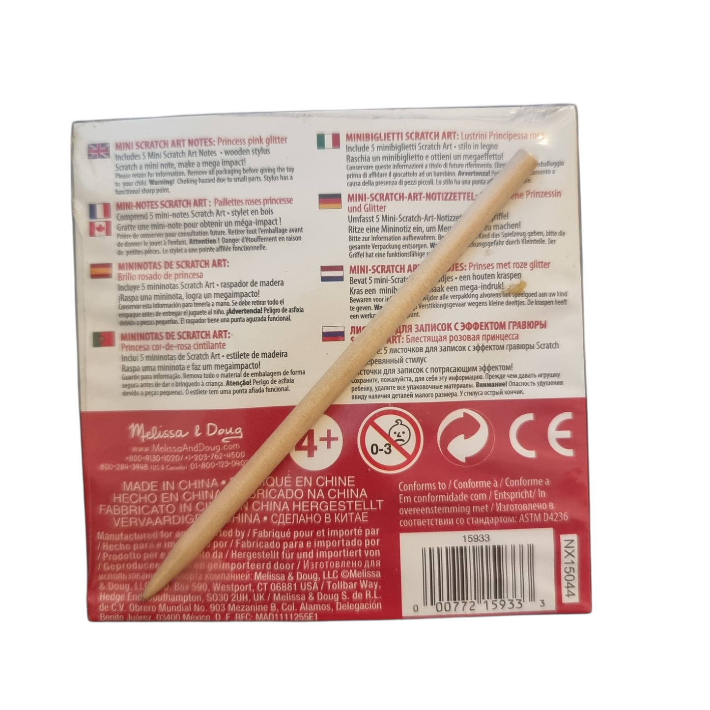 Melissa & Doug Scratch Art 5 Pack Mini Princess Pink Glitter Notes