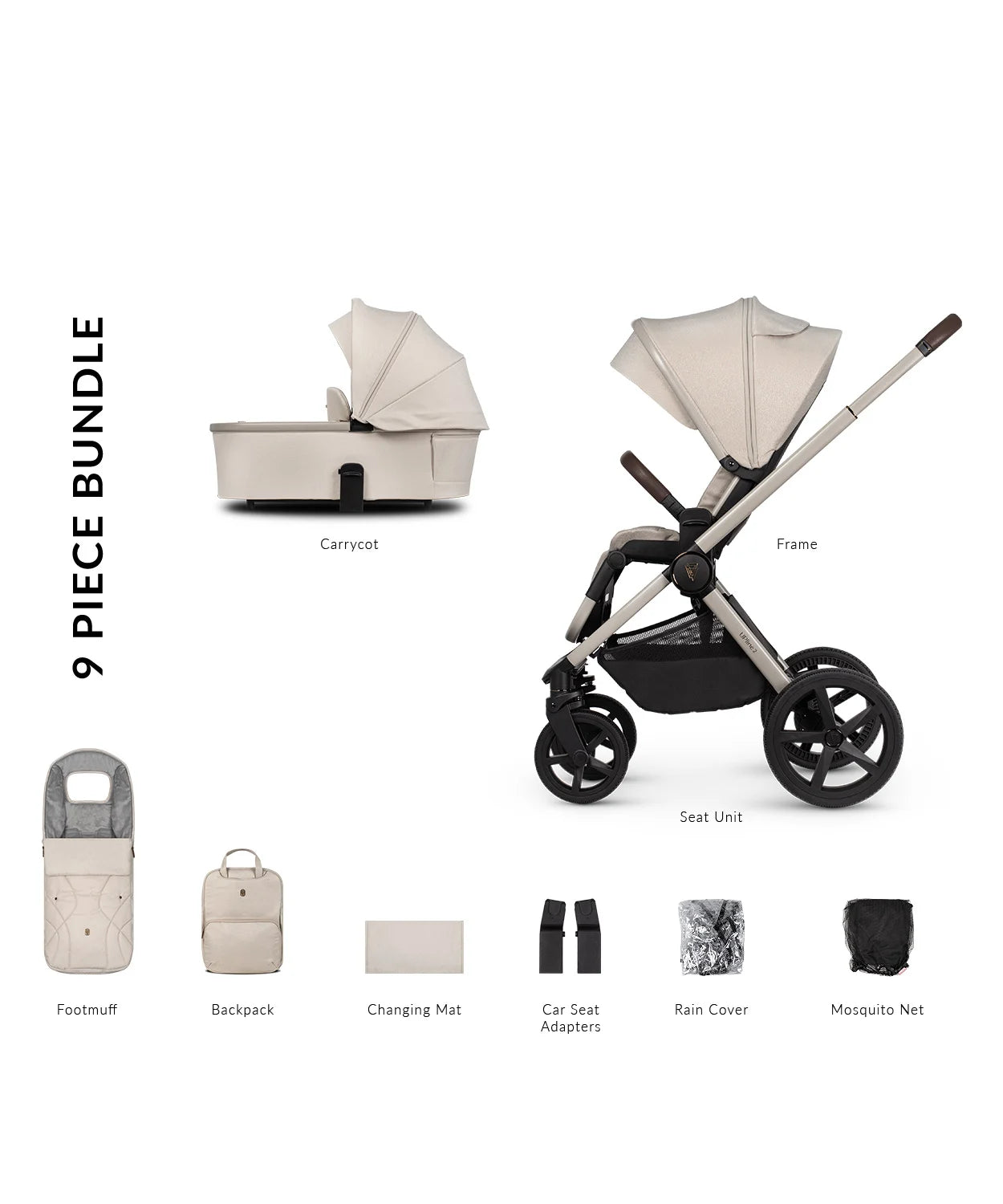 Venicci Tinum Upline 2 Stone Beige Pram