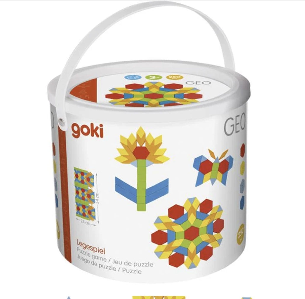 Goki Geo Shapes Puzzle Game 250 pc Tub
