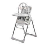 grey highchair with tray and toy bar