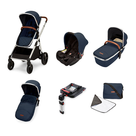 Eclipse Travel System With Galaxy Car Seat And Isofix Base Midnight Blue Tan Pushchairs & Prams