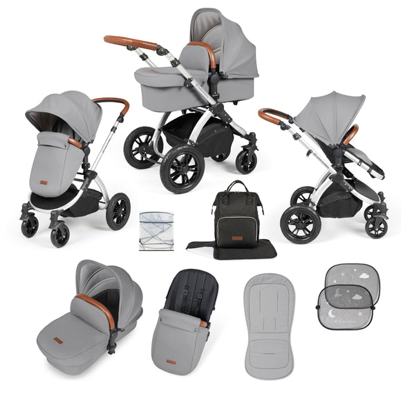 Ickle Bubba Stomp Luxe 2 in 1 Pushchair Pearl Grey on Silver