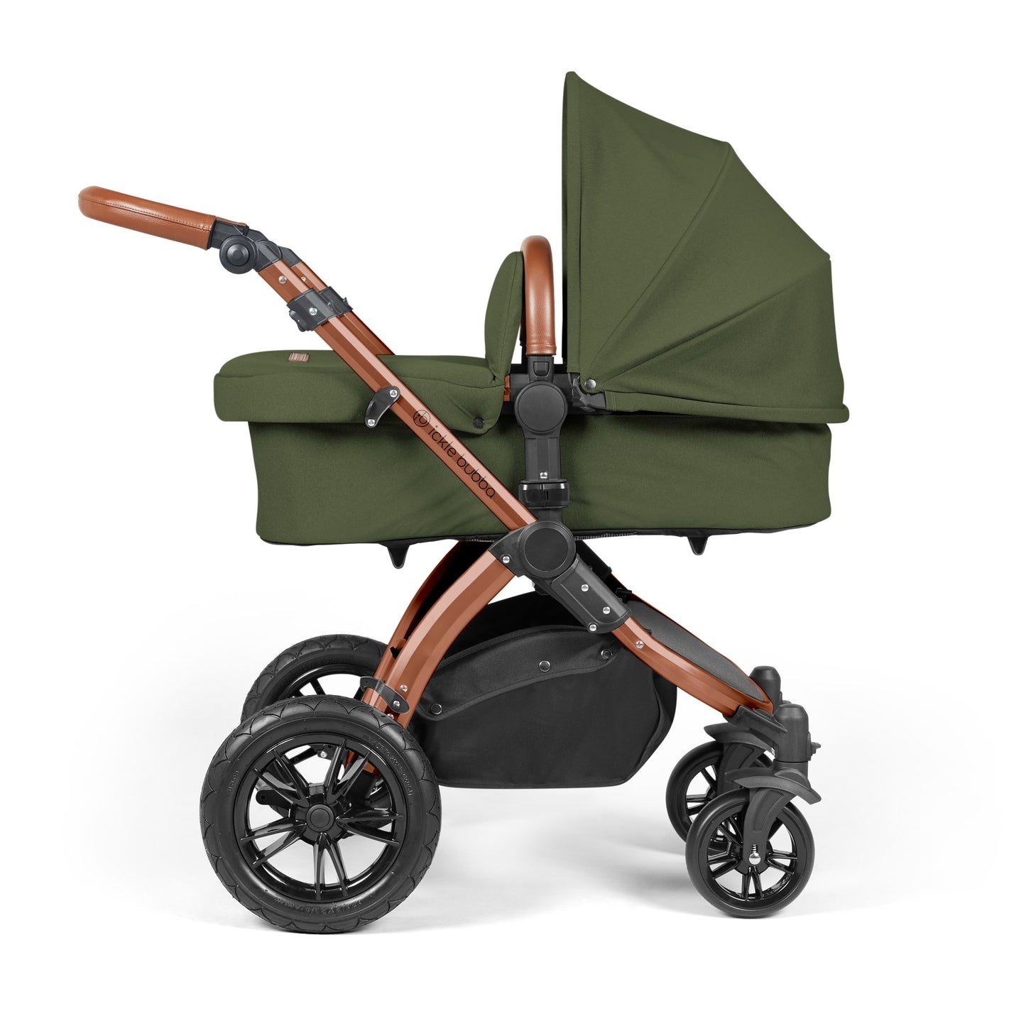 Ickle Bubba Stomp Luxe All-in-One I Size Travel System With Isofix Base (Stratus) Woodland on Bronze