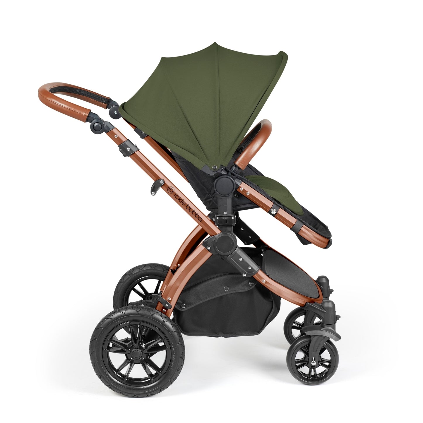 Ickle Bubba Stomp Luxe All-in-One I Size Travel System With Isofix Base (Stratus) Woodland on Bronze