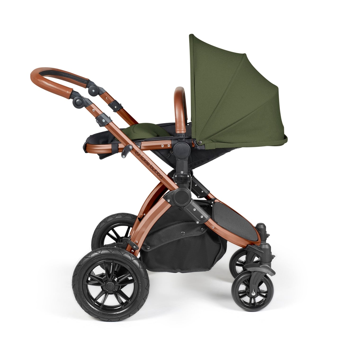 Ickle Bubba Stomp Luxe All-in-One I Size Travel System With Isofix Base (Stratus) Woodland on Bronze