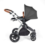 Ickle Bubba Stomp Luxe All-in-One I Size Travel System With Isofix Base (Stratus) Charcoal Grey on Silver