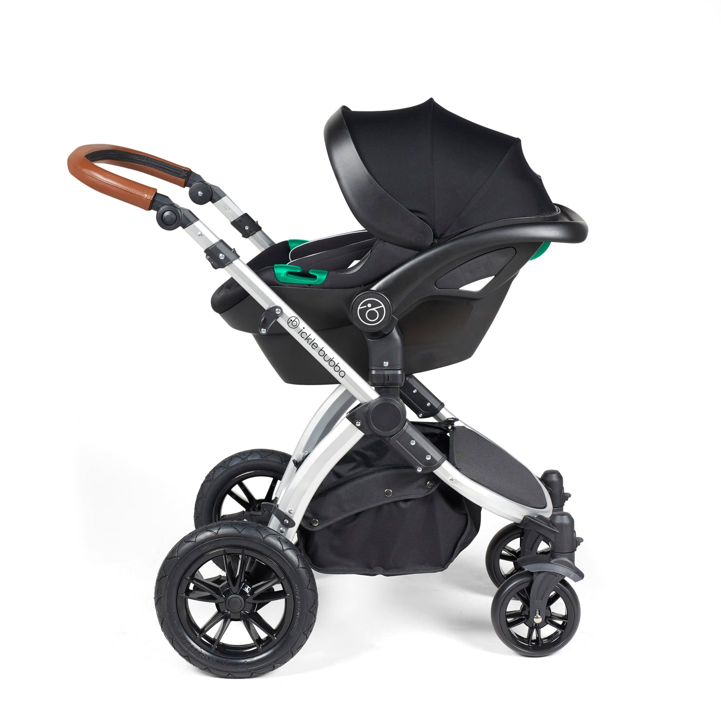 Ickle Bubba Stomp Luxe All-in-One I Size Travel System With Isofix Base (Stratus) Desert on Silver