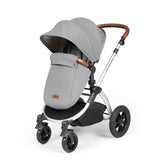 Ickle Bubba Stomp Luxe All-in-One I Size Travel System With Isofix Base (Stratus) Pearl Grey on Silver