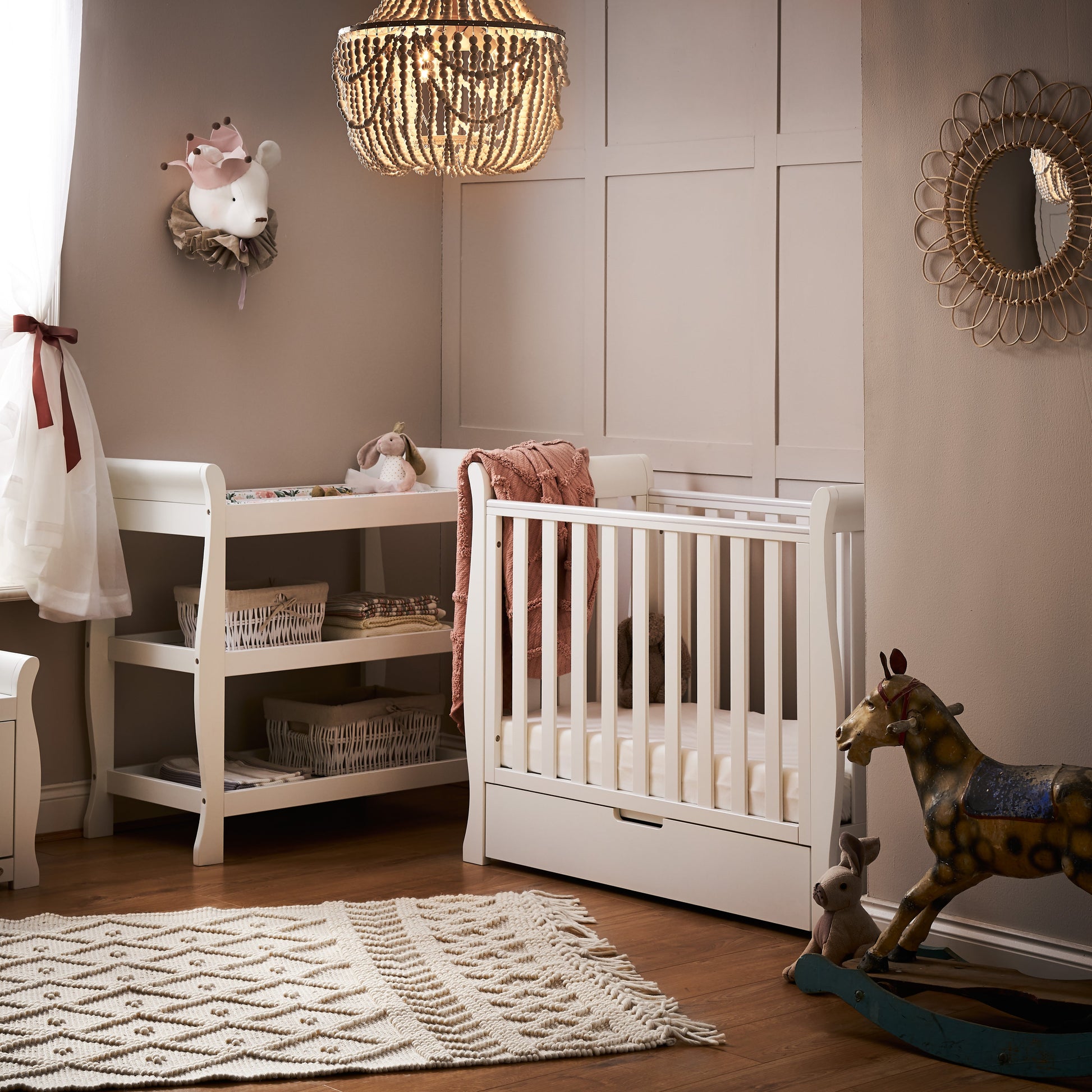 Obaby Stamford Space Saver Sleigh 2 Piece Room Set - White Room Set