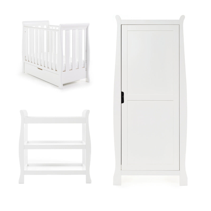 Obaby Stamford Space Saver Sleigh 3 Piece Room Set - White Room Set