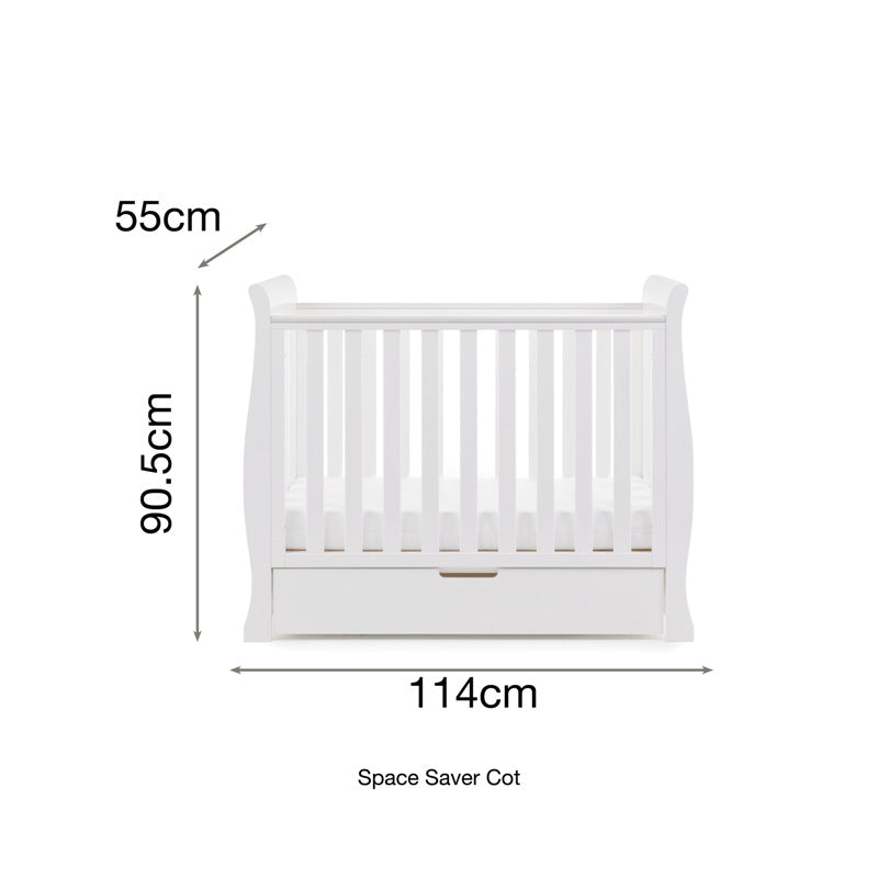 Obaby Stamford Space Saver Sleigh Cot - White