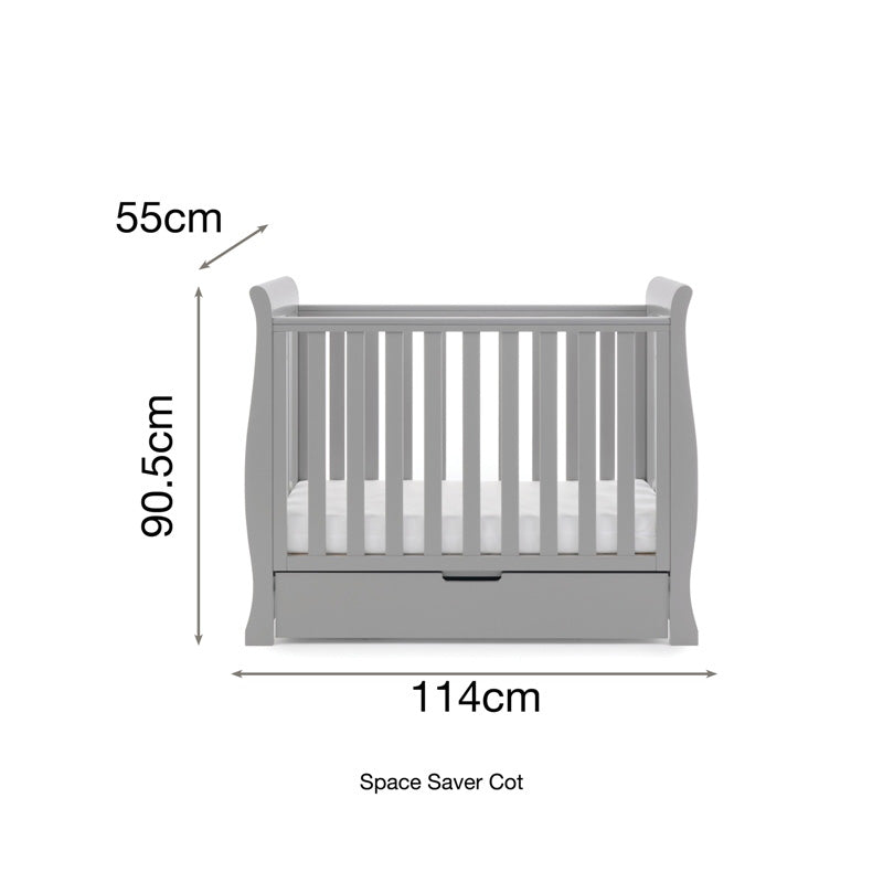 Obaby Stamford Space Saver Sleigh Cot - Warm Grey