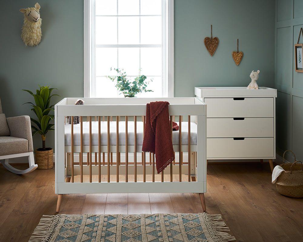 Obaby Maya Mini 2 Piece Room Set - White With Natural Room Set