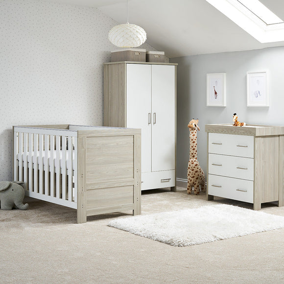Obaby Nika 3 Piece Room Set - Grey Wash & White Baby Toddler Furniture Sets