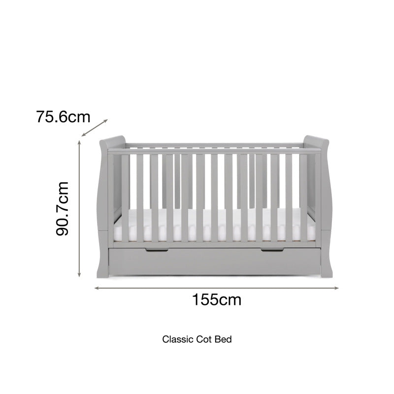 Obaby Stamford Classic Sleigh 3 Piece Room Set - Warm Grey Room Set