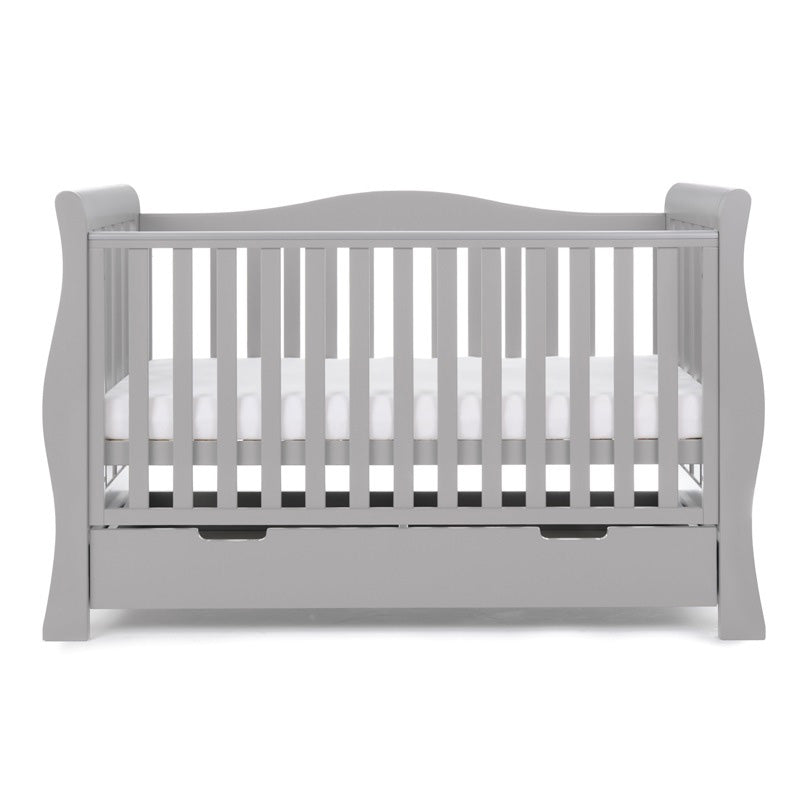 Obaby Stamford Luxe Sleigh Cot Bed - Warm Grey