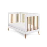 Obaby Maya 2 Piece Room Set - White With Natural Cot Bed