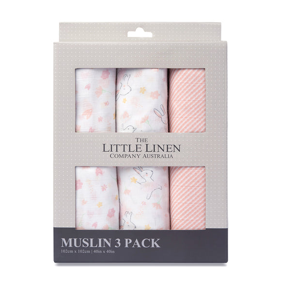 Little Linen 3 Pack Muslin Prints-Ballerina Bunny