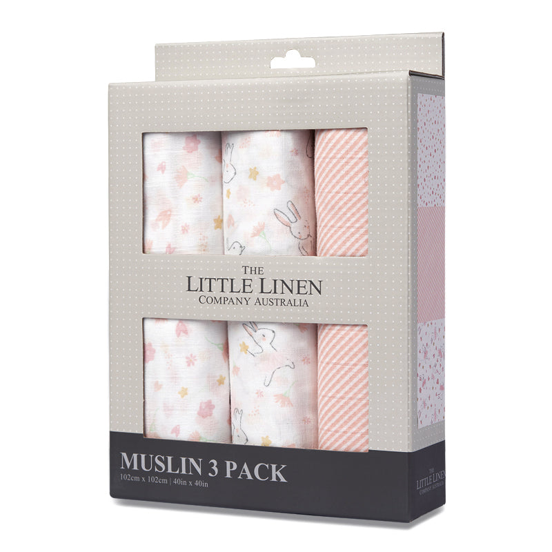 Little Linen 3 Pack Muslin Prints-Ballerina Bunny