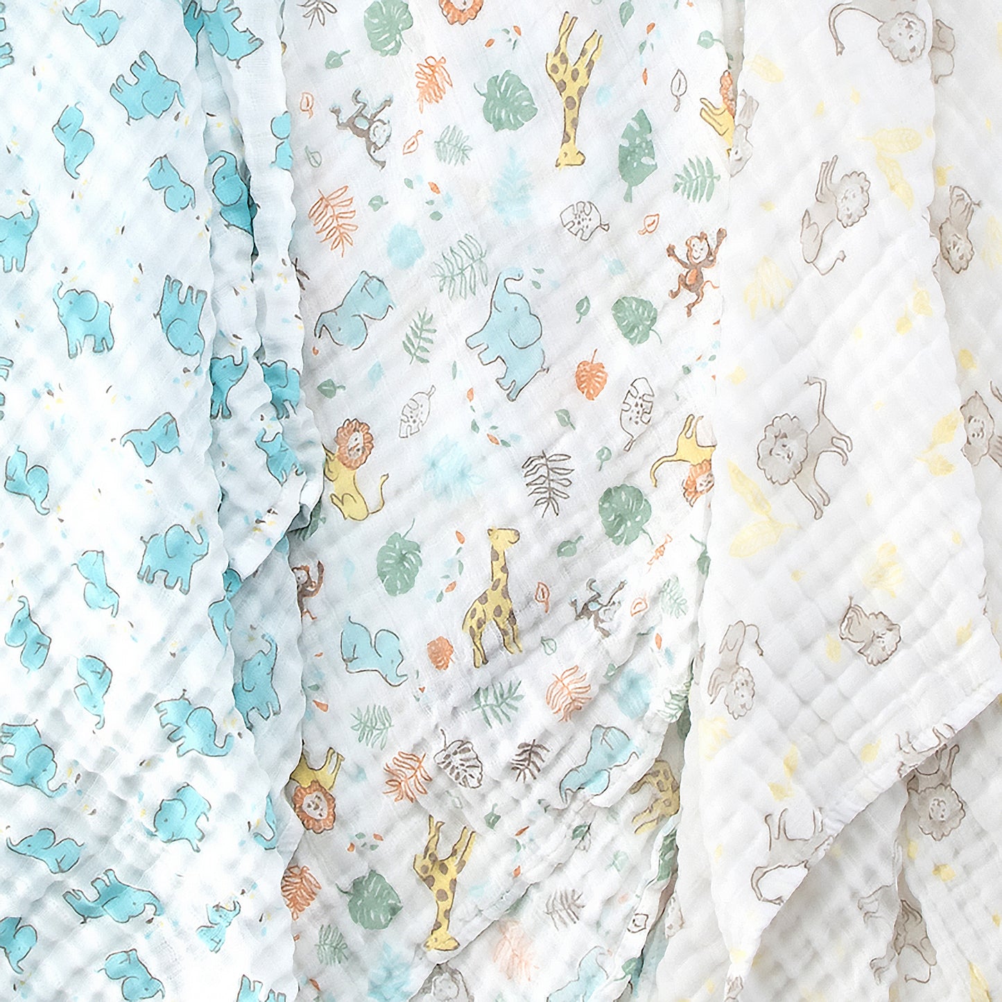 Little Linen 3 Pack Muslin Prints-Safari Bear