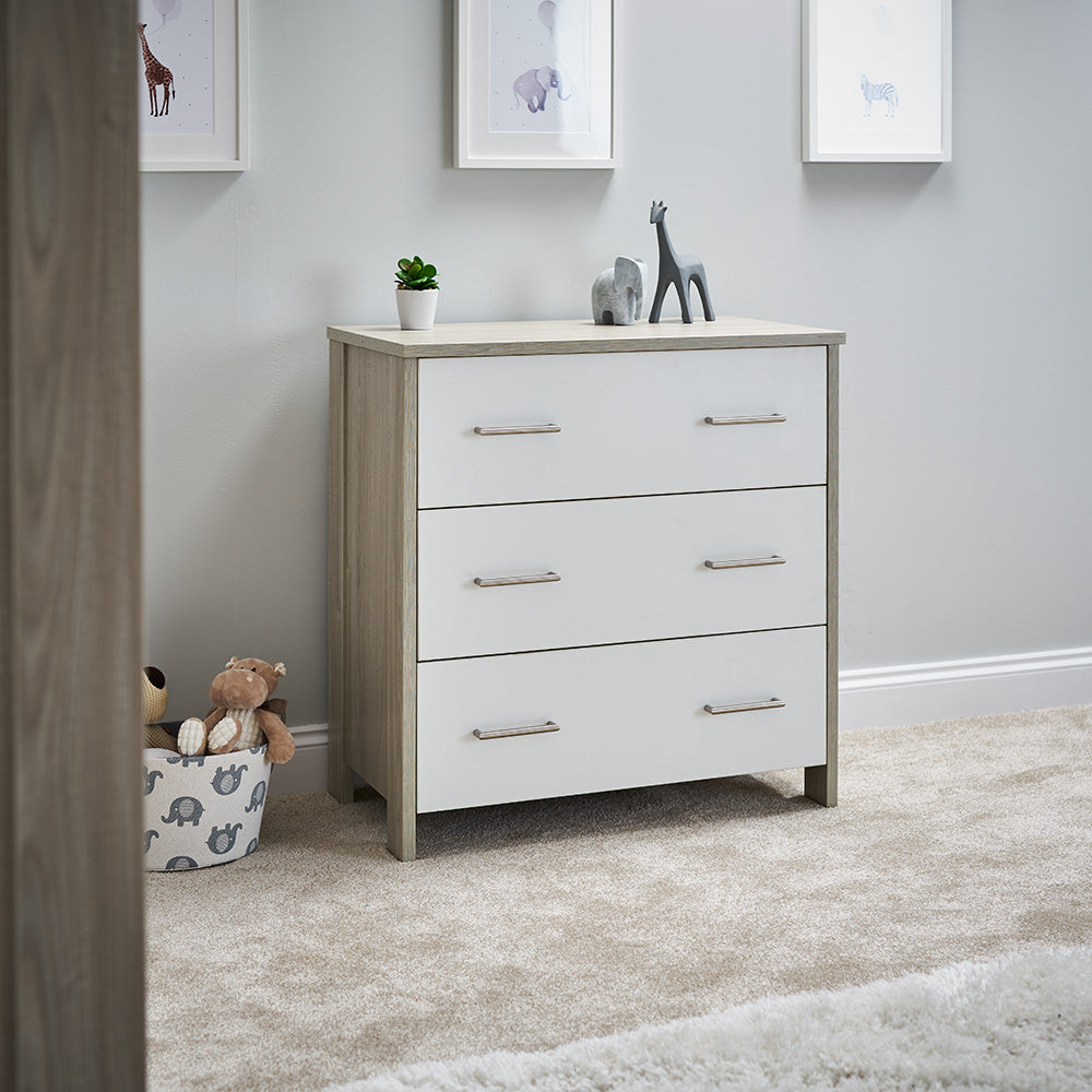 Obaby Nika Closed Changing Unit - Grey Wash & White Unit