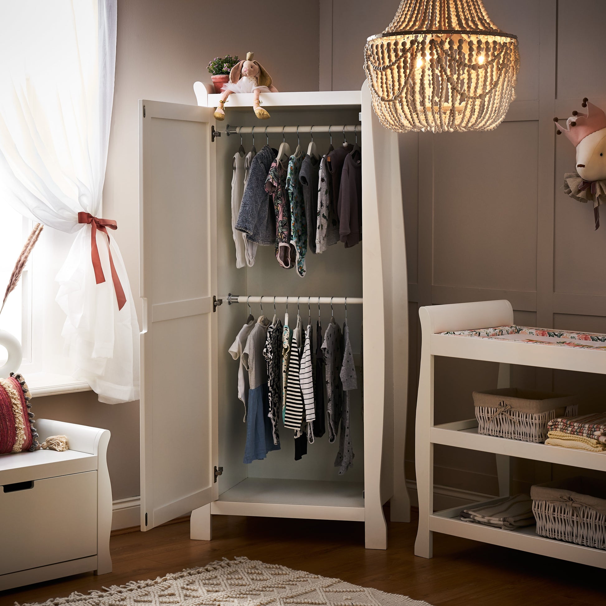 Obaby Stamford Sleigh Single Wardrobe - White