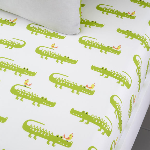 Crocodile Smiles - 100% Cotton Cot Bed Fitted Sheets Cot Bed Bedding Toddler