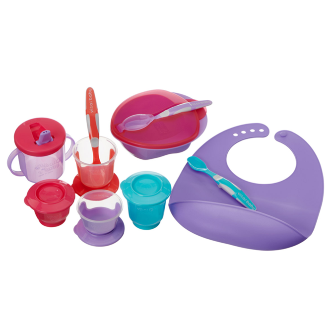 Nourish Start Weaning Kit 2 Colours Pink - Fizz Bowl