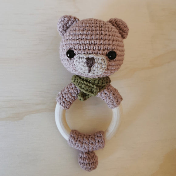 Croched Rattle Bear Ring Baby Rattle