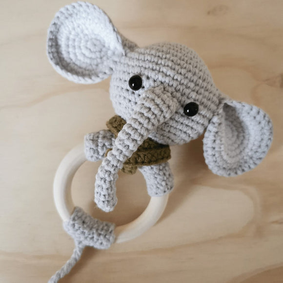 Croched Rattle Elephant Ring Baby Rattle