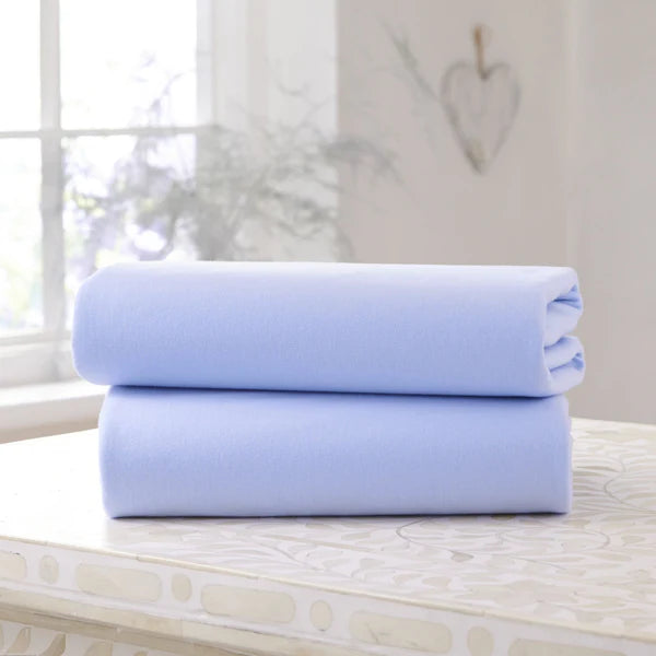 Clair-de-lune 2 Pack Fitted Cotton Moses Basket Sheets - 74 x 30 cm 3 Colours