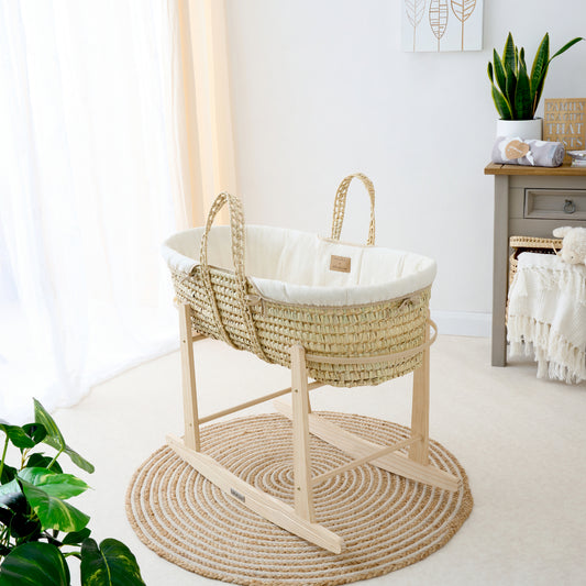 Clair-de-lune Organic Palm Moses Basket Natural Cream