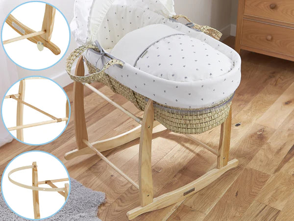 Clair de lune Deluxe Rocking Moses Basket Stand 3 Colours Tiny Tots Clair de lune Deluxe Rocking Moses Basket Stand 3 Colours Tiny Tots