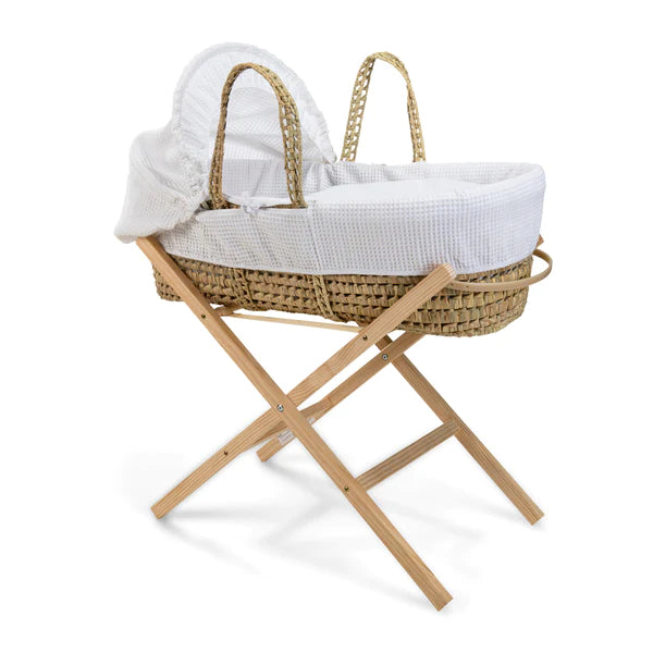 Clair de lune Waffle Palm Moses Basket White Tiny Tots Store