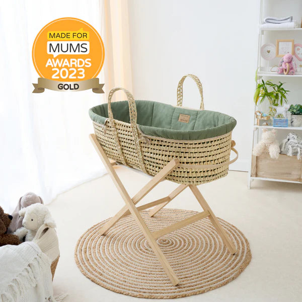 Clair-de-lune Organic Palm Moses Basket Forest Green