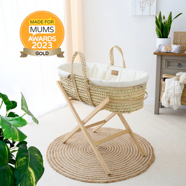 Clair-de-lune Organic Palm Moses Basket Natural Cream