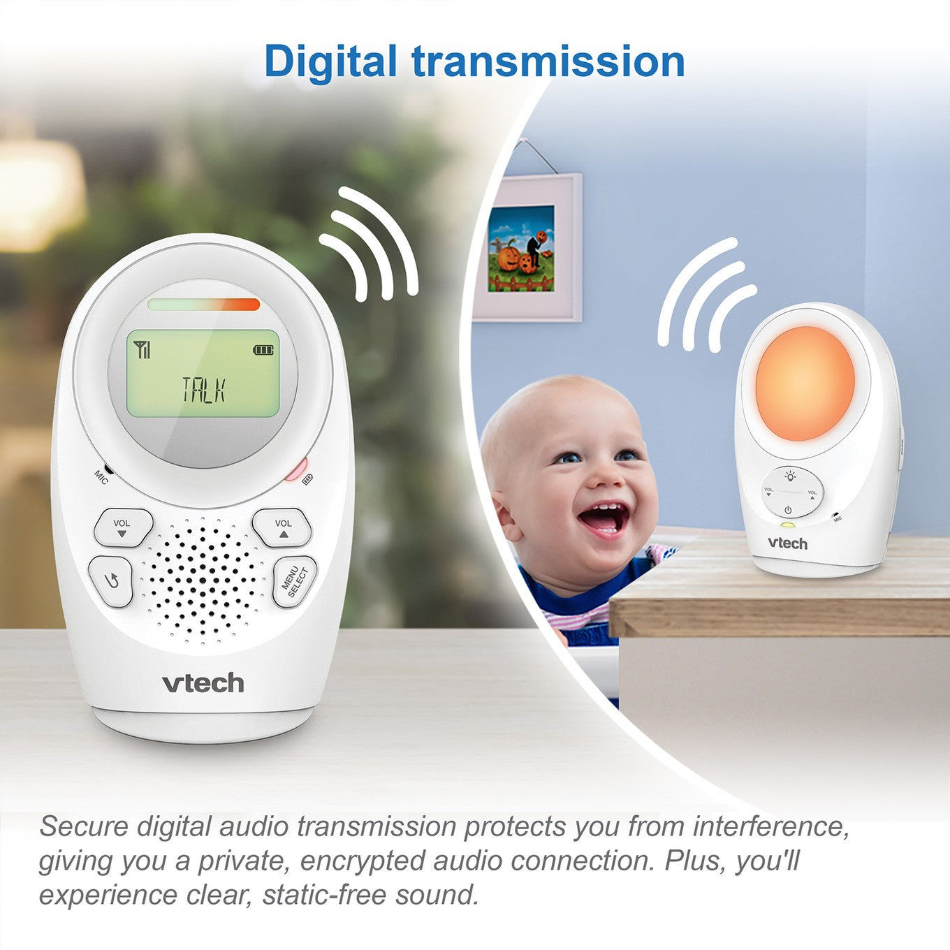 Vtech Dm1211 Enhanced Range Digital Audio Baby Monitor With Display Monitors