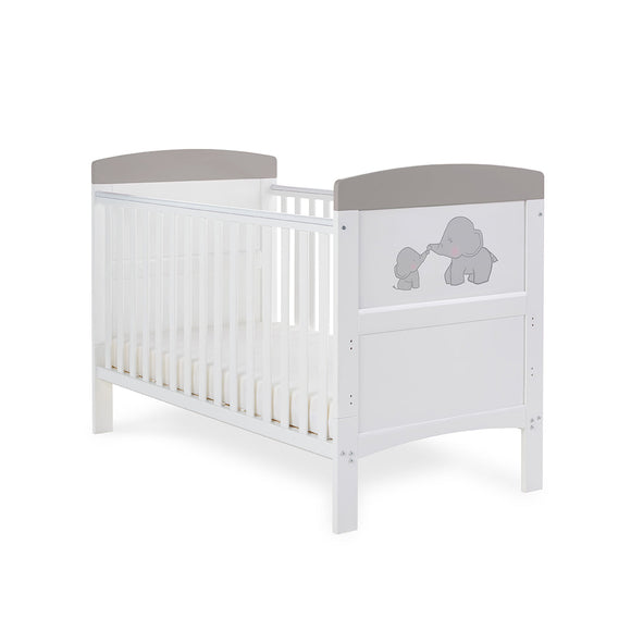 Obaby Grace Inspire Cot Bed Me & Mini Elephants Grey