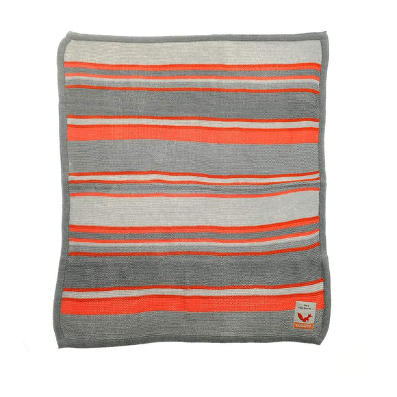 Cosatto Knitted Stripe Blanket Grey/orange Nursery