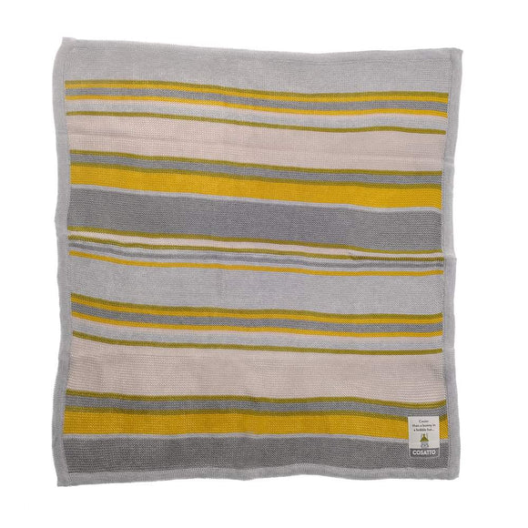 Cosatto Knitted Stripe Blanket Grey/yellow Nursery
