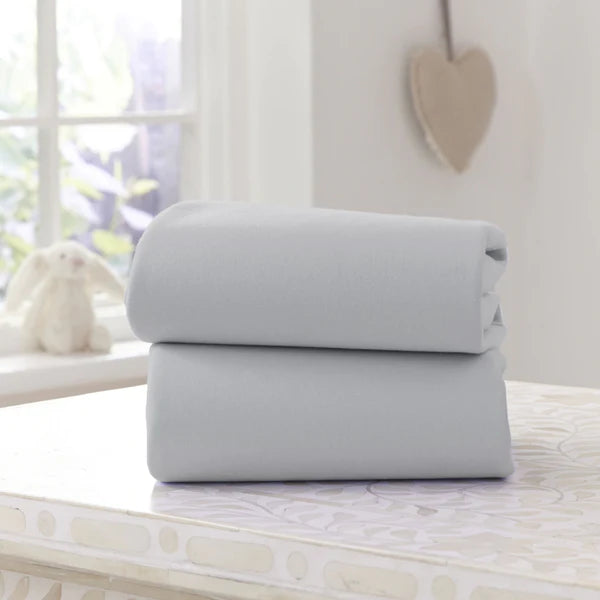 Clair-de-lune 2 Pack Fitted Cotton Moses Basket Sheets - 74 x 30 cm 3 Colours