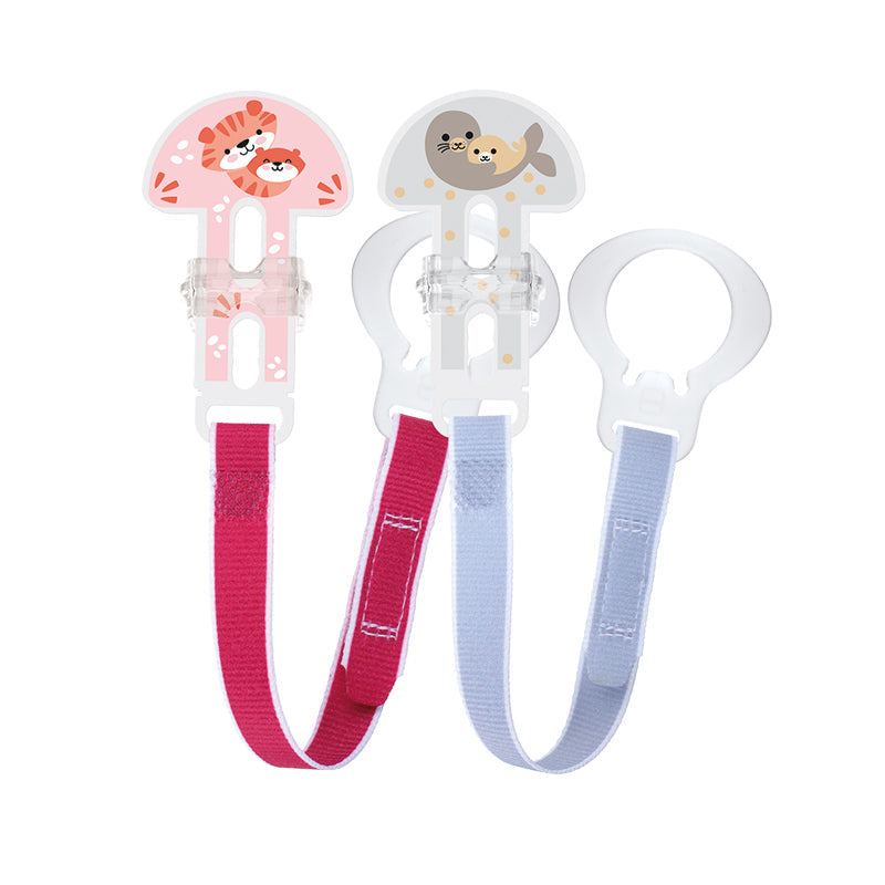 Mam Dummy Clip 2Pk - 2 Colours Pink Clips