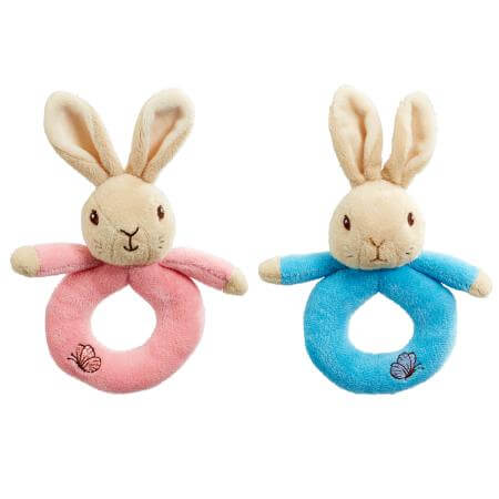 Peter Rabbit & Flopsy Bunny Plush Ring Rattles Toys Games
