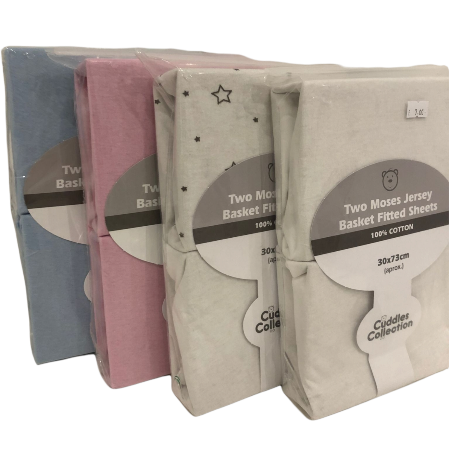 Cuddles Collection Moses Jersey Basket Fitted Sheets Bedding