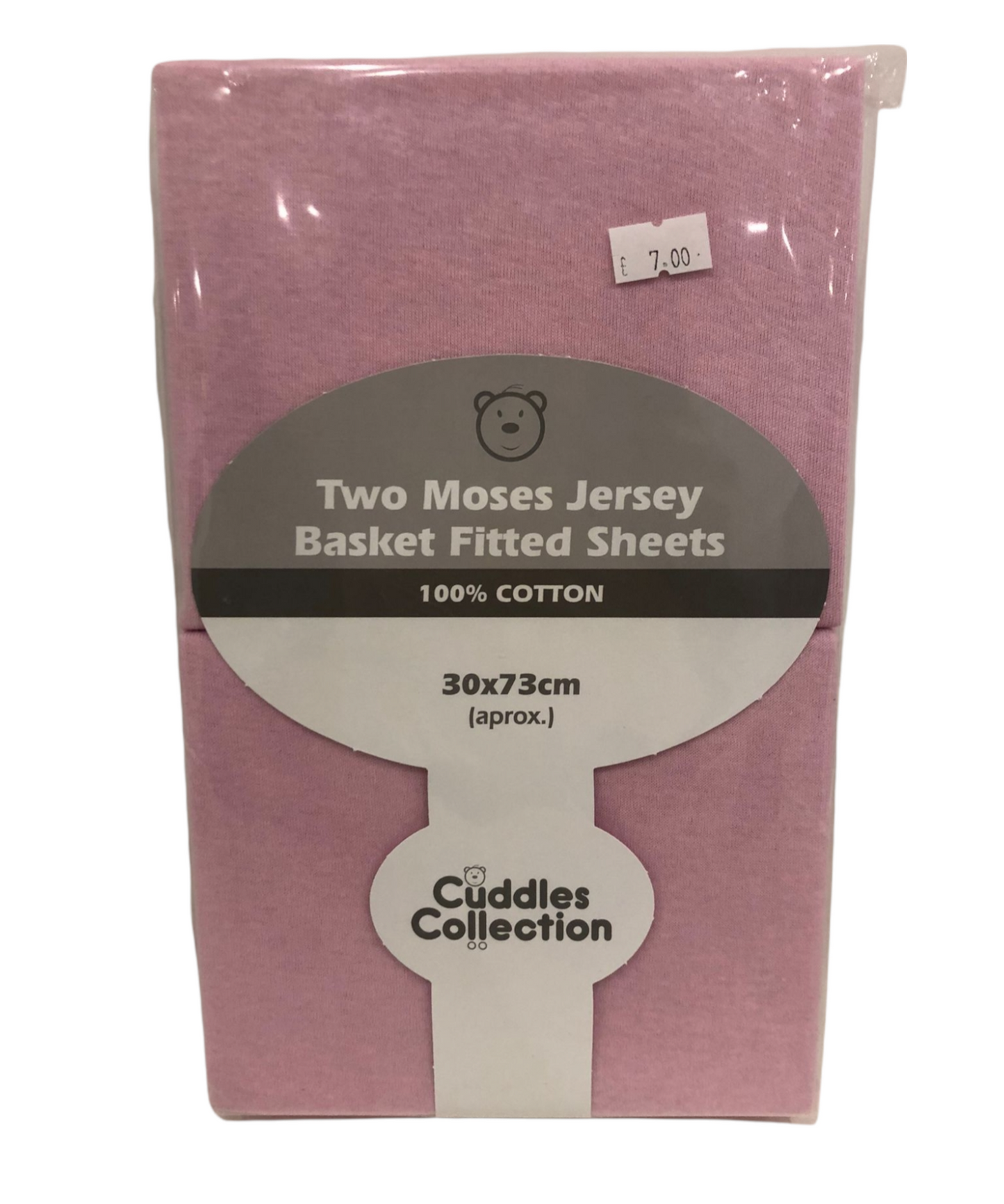 Cuddles Collection Moses Jersey Basket Fitted Sheets Pink Bedding