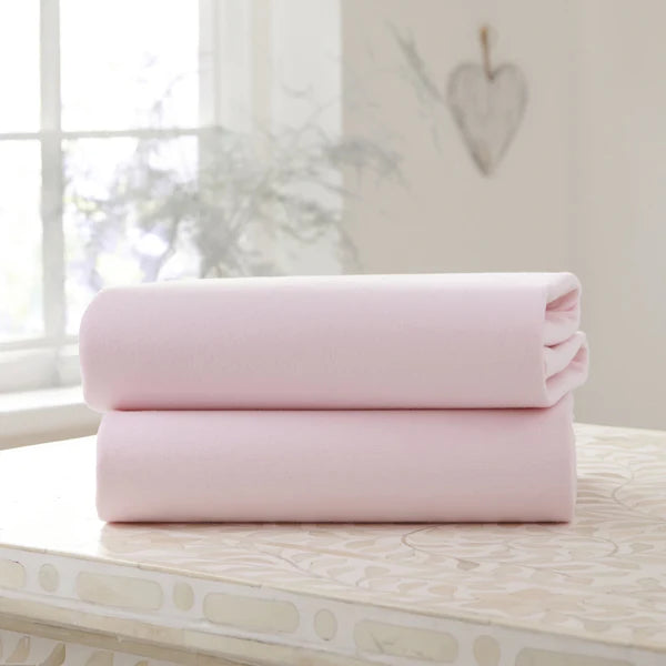 Clair-de-lune 2 Pack Fitted Cotton Moses Basket Sheets - 74 x 30 cm 3 Colours