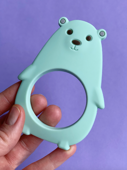 Molar Bear Teething Toy Minty Feeding
