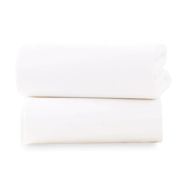Clair-de-lune 2 Pack Fitted Cotton Moses Basket Sheets - 74 x 30 cm 3 Colours