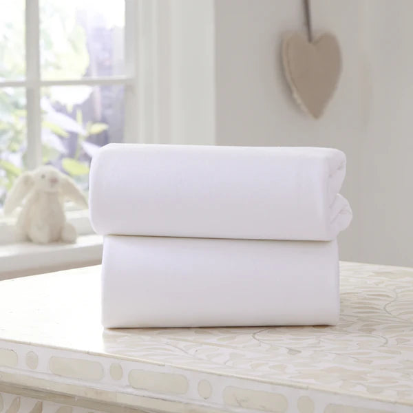 Clair-de-lune 2 Pack Fitted Cotton Moses Basket Sheets - 74 x 30 cm 3 Colours