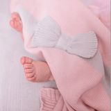 Baby Blanket Knitted Bow Detail Nursery